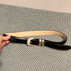 Kenneth Cole Black Textured Belt with Silver Buckle